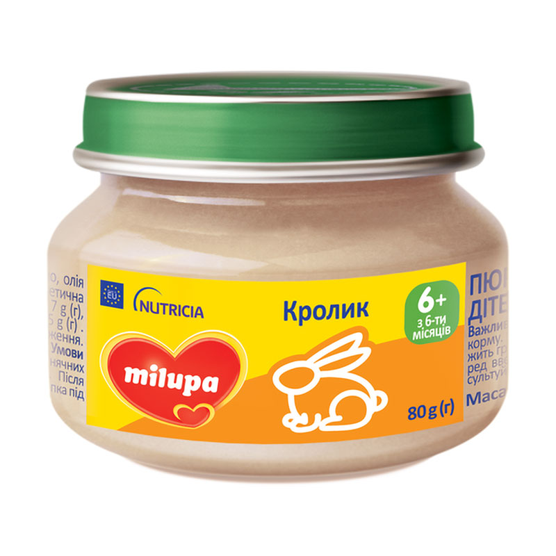 Дитяче м'ясне пюре Milupa Кролик, від 6 місяців, 80 г